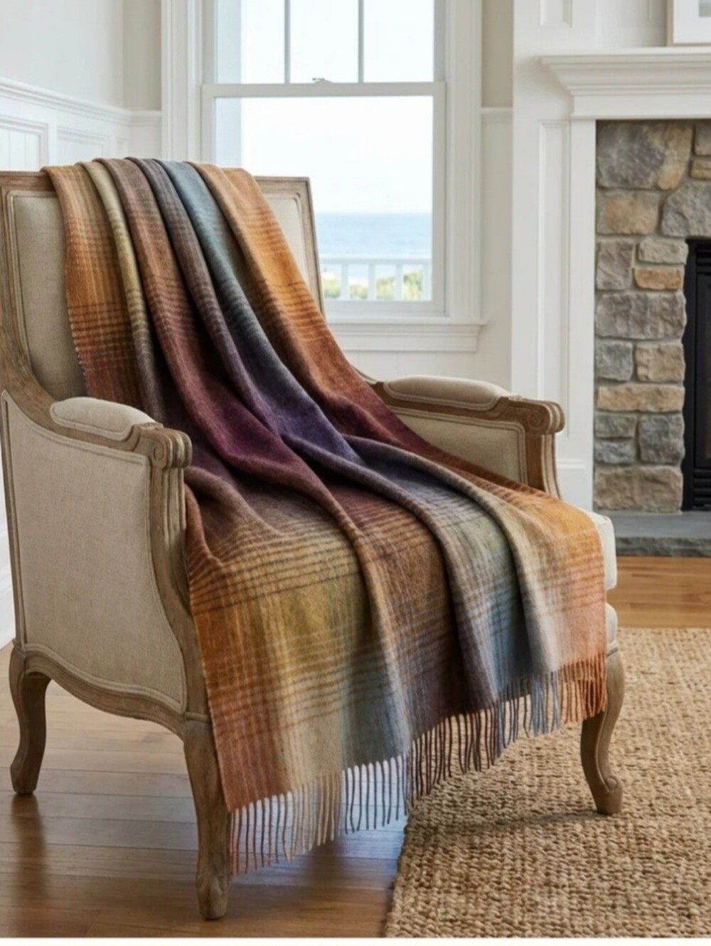 Prince Of Scots Burgundy Ombre Shetland Lambswool Throw | Highland Tweeds